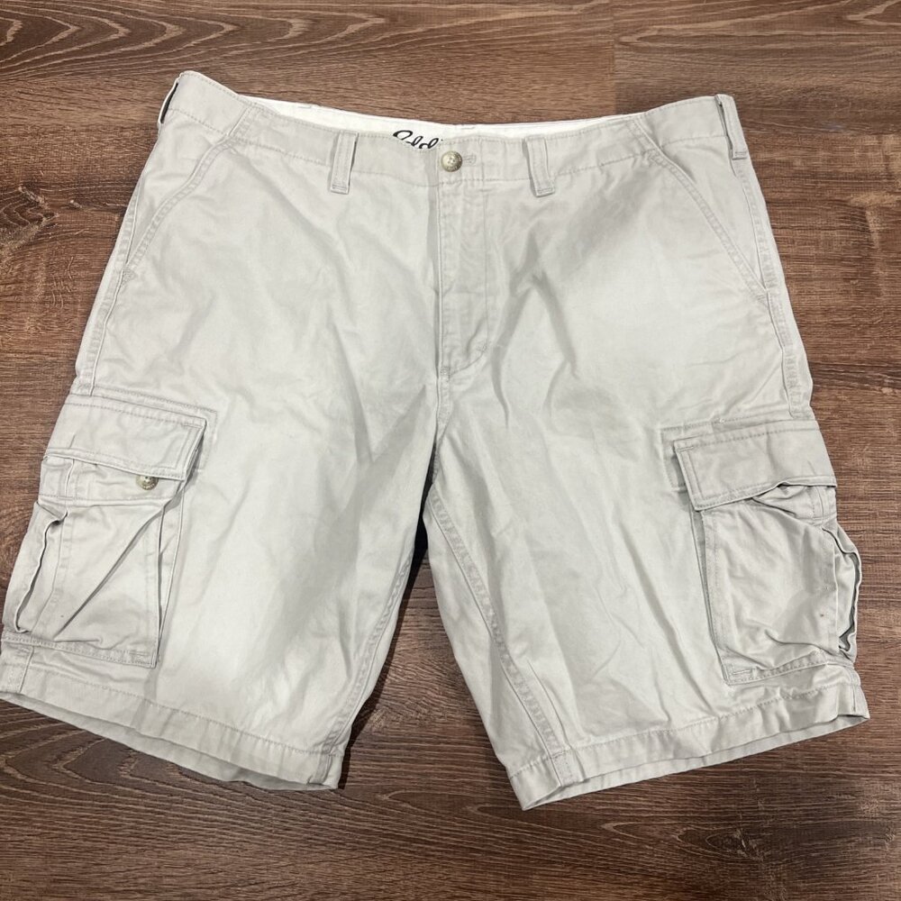 Eddie Bauer Shorts Mens 40 Ivory Flat Front‎ Relaxed Cargo Short Cotton